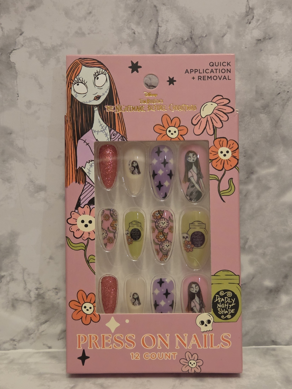 Disney Sally The Nightmare Before Christmas Pink & Purple Press-On Nails - 12 Ct